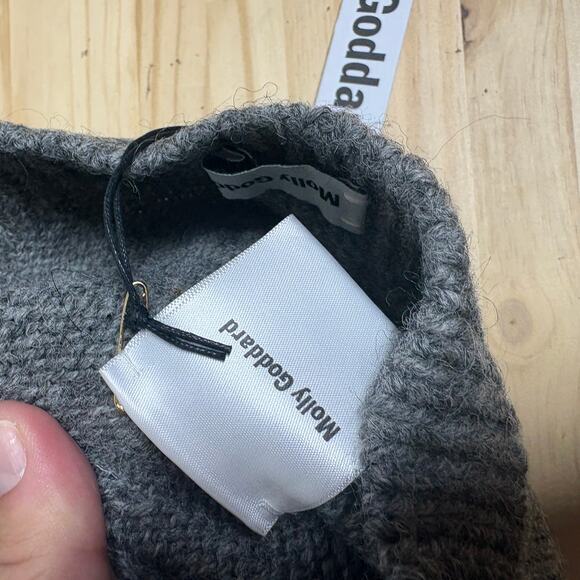 Molly Goddard Mens One Size Mallory Wool Lace Hole Beanie Hat Grey Winter Cap - Picture 6 of 9